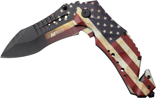 MC MTECH 3.75" DROP POINT FOLDER W/CUTTER US FLAG/SS