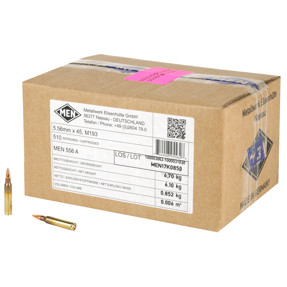 Magtech 5.56x45mm NATO MEN M193 56gr FMJ Ammo