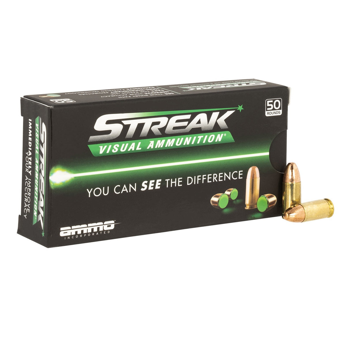 Ammo Inc 9mm Luger / Parabellum Streak Visual (GREEN) 115gr TMC Ammo