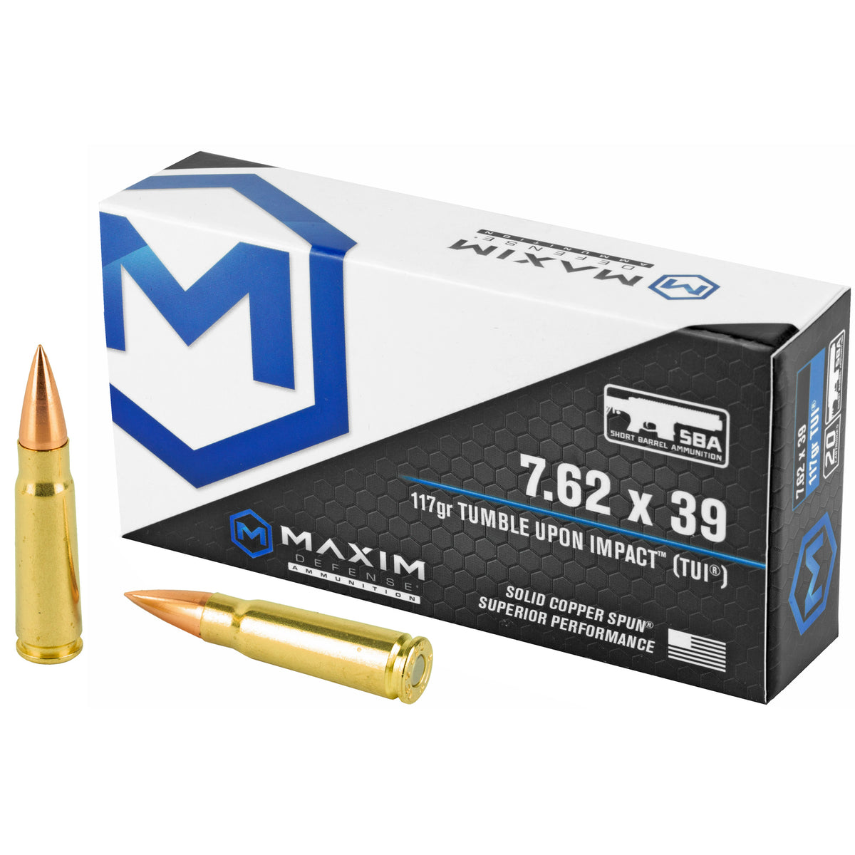 Maxim Defense 7.62x39mm SBA Short Barrel Ammunition 117gr Solid Ammo