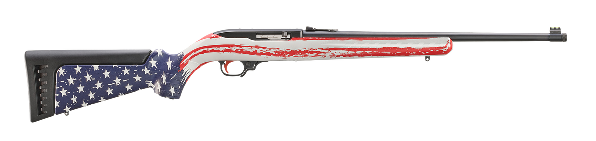 Ruger 10/22 22 LR 10rd 18.50" Satin Black American Flag Camo Synthetic Stock