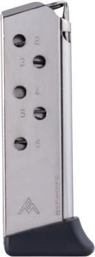 Mec-Gar Handgun Magazine Walther PPK .380 ACP Carbon Steel Tube Nickel 6 rds
