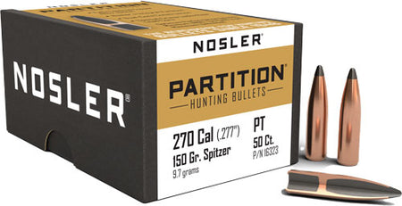 NOSLER BULLETS 270 CAL .277 150GR PARTITION 50CT