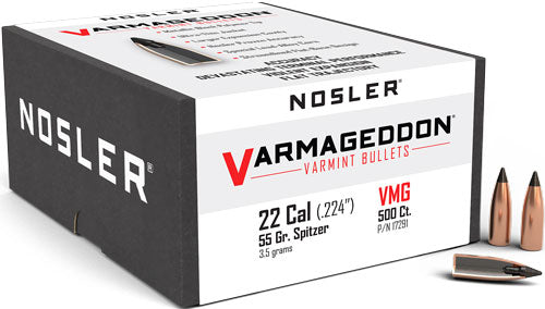 NOSLER BULLETS 22 CAL .224 55GR VARMAGEDDON TIPPED 500CT