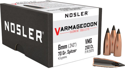 NOSLER BULLETS 6MM .243 70GR VARMAGEDDON TIPPED 250CT