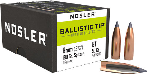NOSLER BULLETS 8MM .323 180GR BALLISTIC TIP 50CT