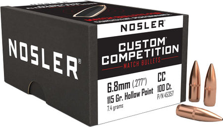NOSLER BULLETS 6.8MM .277 115GR HP-BT CUSTOM COMP. 100C!