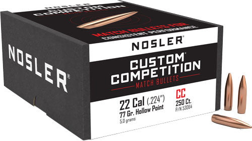 NOSLER BULLETS 22 CAL .224 77GR HP-BT CUSTOM COMP. 250CT