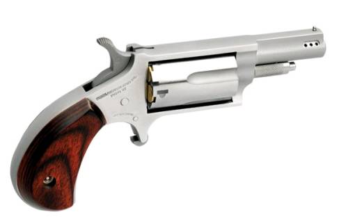 North American Arms 22MCP Mini-Revolver 22 LR/22 WMR 5 Shot 1.63" Stainless Steel Ported Barrel & Frame, Stainless Cylinder, Rosewood Birdshead Grip, Exposed Hammer, Includes 22 LR Cylinder