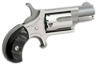 MINI 22LR REV 1-1/8 SS BLK PRL NAA-22LR-GP-B|PEARLITE GRIPS