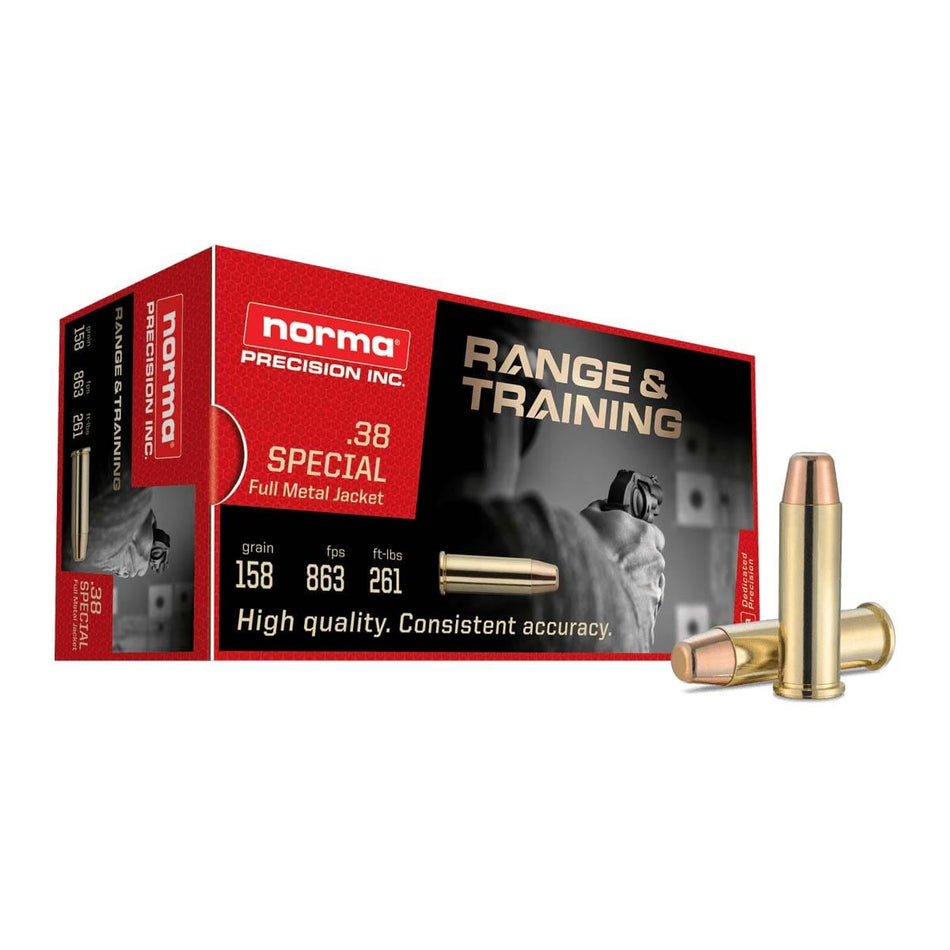 Norma .38 Special Range & Training 158gr FMJ Ammo
