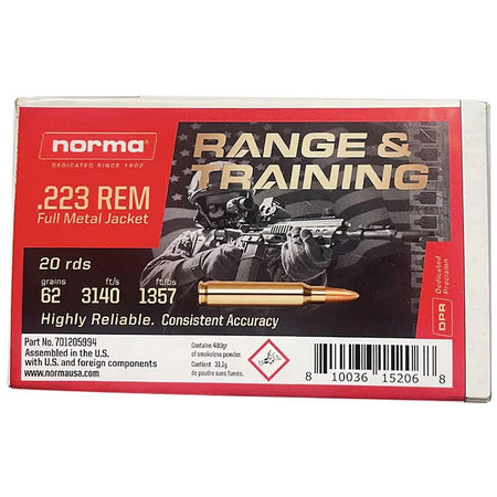 Norma .223 Remington Range & Training 62gr FMJ Ammo