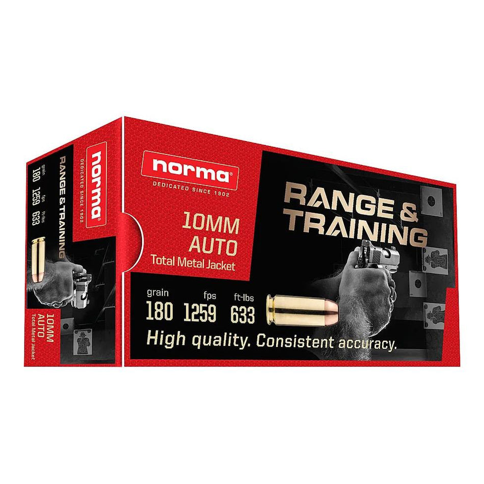 Norma 10mm Auto Range & Training 180gr TMC Ammo