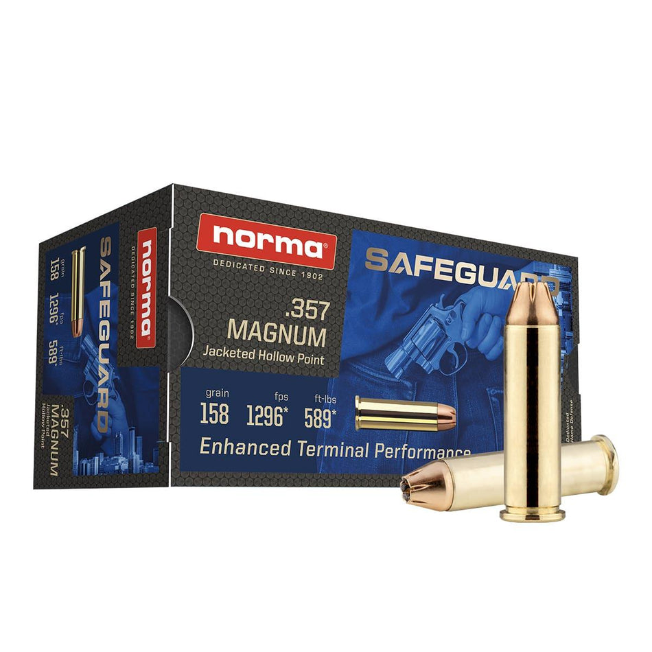 Norma .357 Magnum Safeguard 158gr JHP Ammo