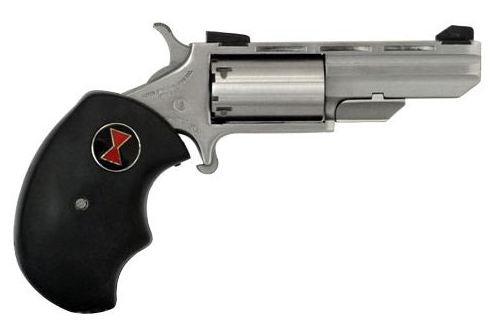North American Arms BWL Black Widow Compact Frame 22 LR 5 Shot 2" Stainless Steel Vent Rib Barrel, Stainless Steel Frame, Stainless Cylinder, Black Finger Grooved Rubber Grip, Exposed Hammer