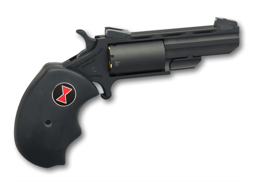 North American Arms BWCCRK Black Widow 22 LR or 22 WMR 5 Shot 2" Vent Rib Barrel, Overall Stainless Finish, Finger Grooved Black Rubber Grip & Fixed Sights Includes Cylinder