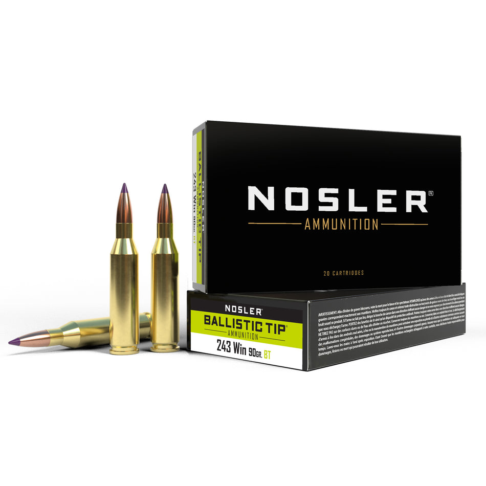 Nosler .243 Winchester 90gr Spitzer Ballistic Tip Ammo