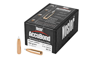 Nosler AccuBond, .284 Diameter, 7MM, 160 Grain, Spitzer Boat Tail, 50 Count 54932