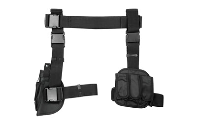 NcSTAR Drop Leg Holster & Mag Pouch, Triple Magazine Pouch, Right Hand, Black, Nylon CV2908