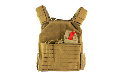 NcSTAR Laser Cut Plate Carrier, Tan, Size Medium-2XL, Laser Cut MOLLE Slots, Kangaroo Pouch, Fits 10"x12" Hard Plates CVLCPC3050T
