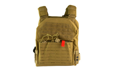 NcSTAR Laser Cut Plate Carrier, Tan, Size 2XL, Laser Cut MOLLE Slots, Kangaroo Pouch, Fits 11"x14" Hard Plates CVLCPCL3051T