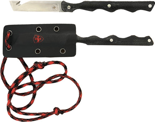 TEMPLAR KNIFE NECK KNIFE 2.46" BLK W/RED POWDER D2 SLVR TNTO!