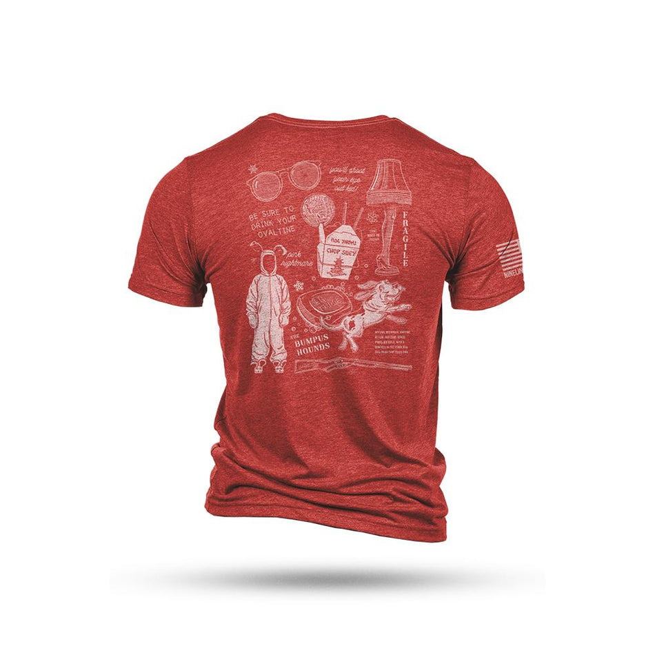 Nine Line Xmas Story Triblend Short Sleeve Shirt Red 2XL