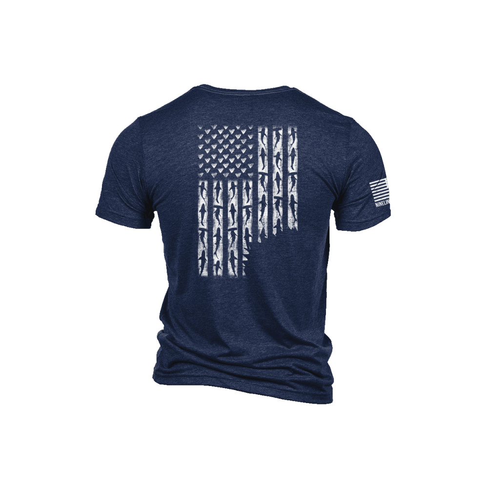 Nine Line Shark Flag T-Shirt Navy 2XL