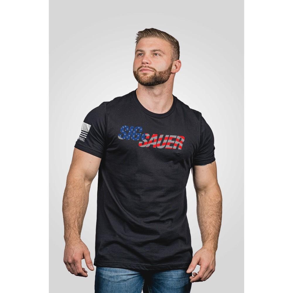Nine Line Sig Sauer USA Flag Short Sleeve Shirt Black S