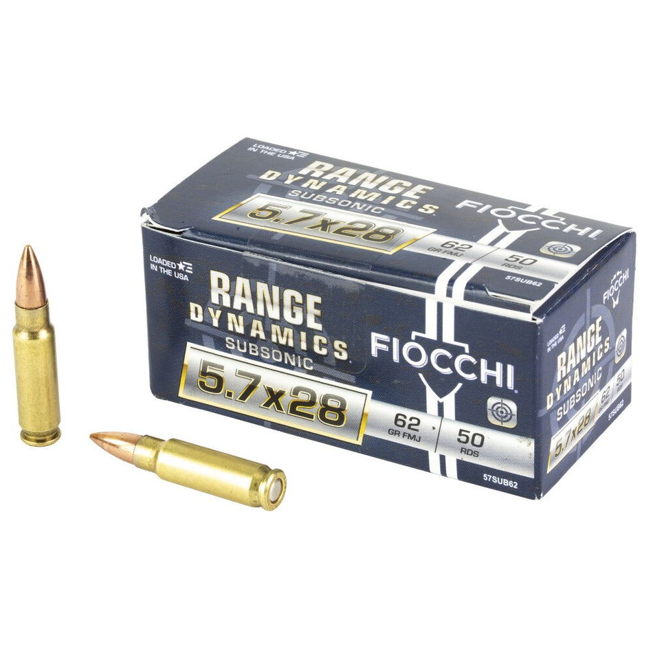 Fiocchi Range Dynamic Subsonic 5.7X28mm 62 Grain Full Metal Jacket