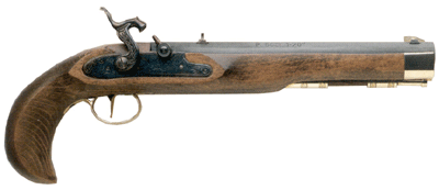 Traditions P1060 Kentucky Pistol Single Shot 50 Cal Percussion 10"" Color Case Hardened Frame Blued Barrel Walnut Grip
