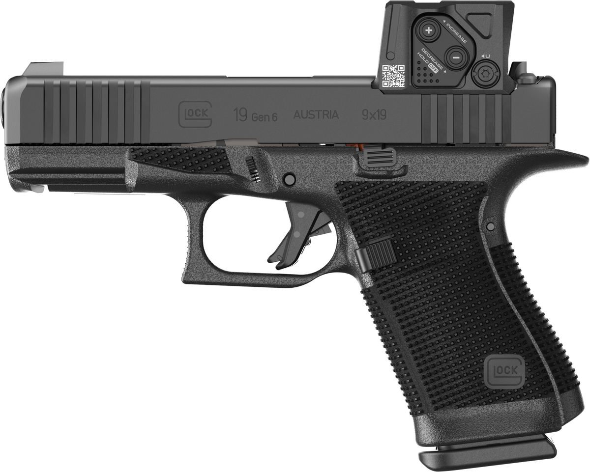 Glock P61950B01DC8A3 G19 Gen6 w/Aimpoint 9mm Luger 10+1 4.02" Black GMB Barrel, Black Steel Serrated w/Optic Slide, Black Polymer Frame w/Accessory Rai,l Interchangeable Backstrap Grip, Aimpoint COA 3