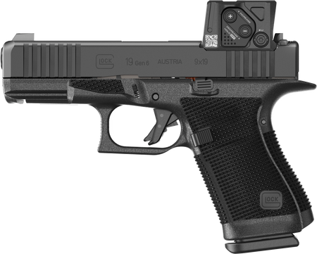 Glock P61950B01DC8A3 G19 Gen6 w/Aimpoint 9mm Luger 10+1 4.02" Black GMB Barrel, Black Steel Serrated w/Optic Slide, Black Polymer Frame w/Accessory Rai,l Interchangeable Backstrap Grip, Aimpoint COA 3