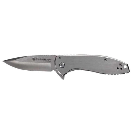 Smith & Wesson KT Executive Platinum Folding Knife 3" Drop Point Blade Silver Box