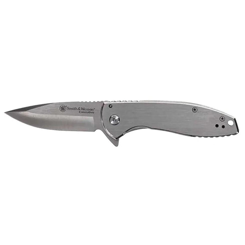 Smith & Wesson KT Executive Platinum Folding Knife 3" Drop Point Blade Silver Box