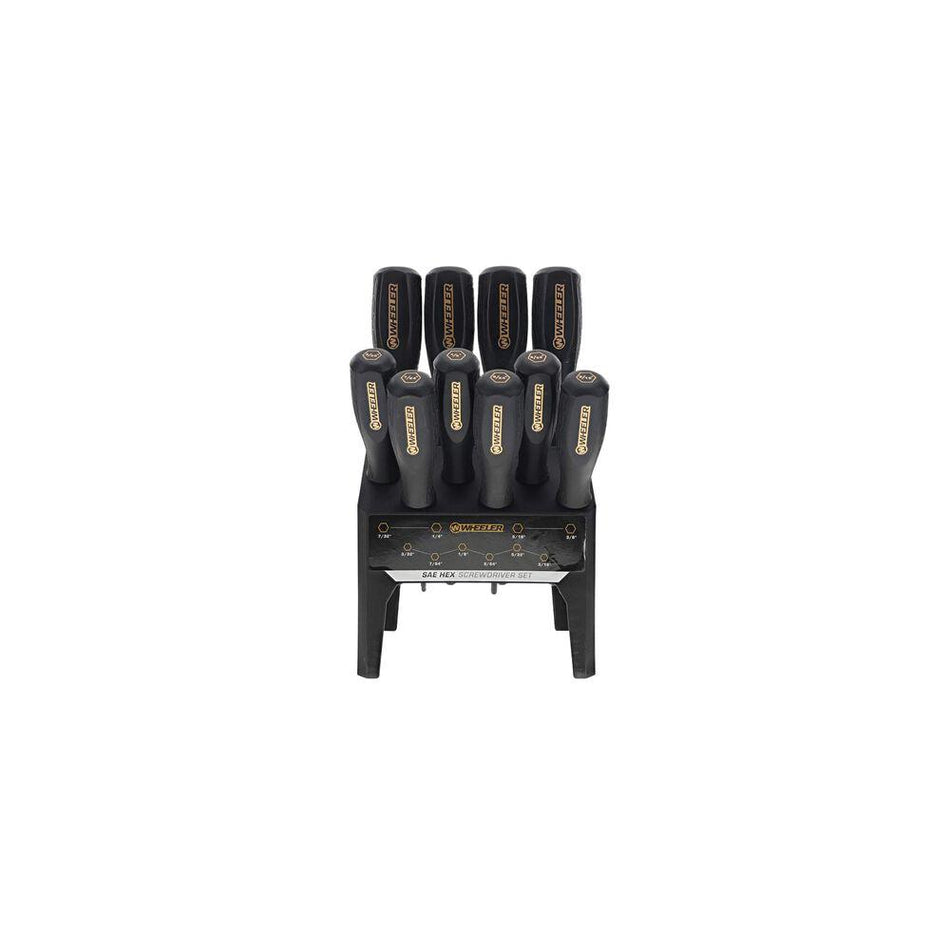 Wheeler 10 Piece SAE Hex Benchtop Screwdriver Set Black
