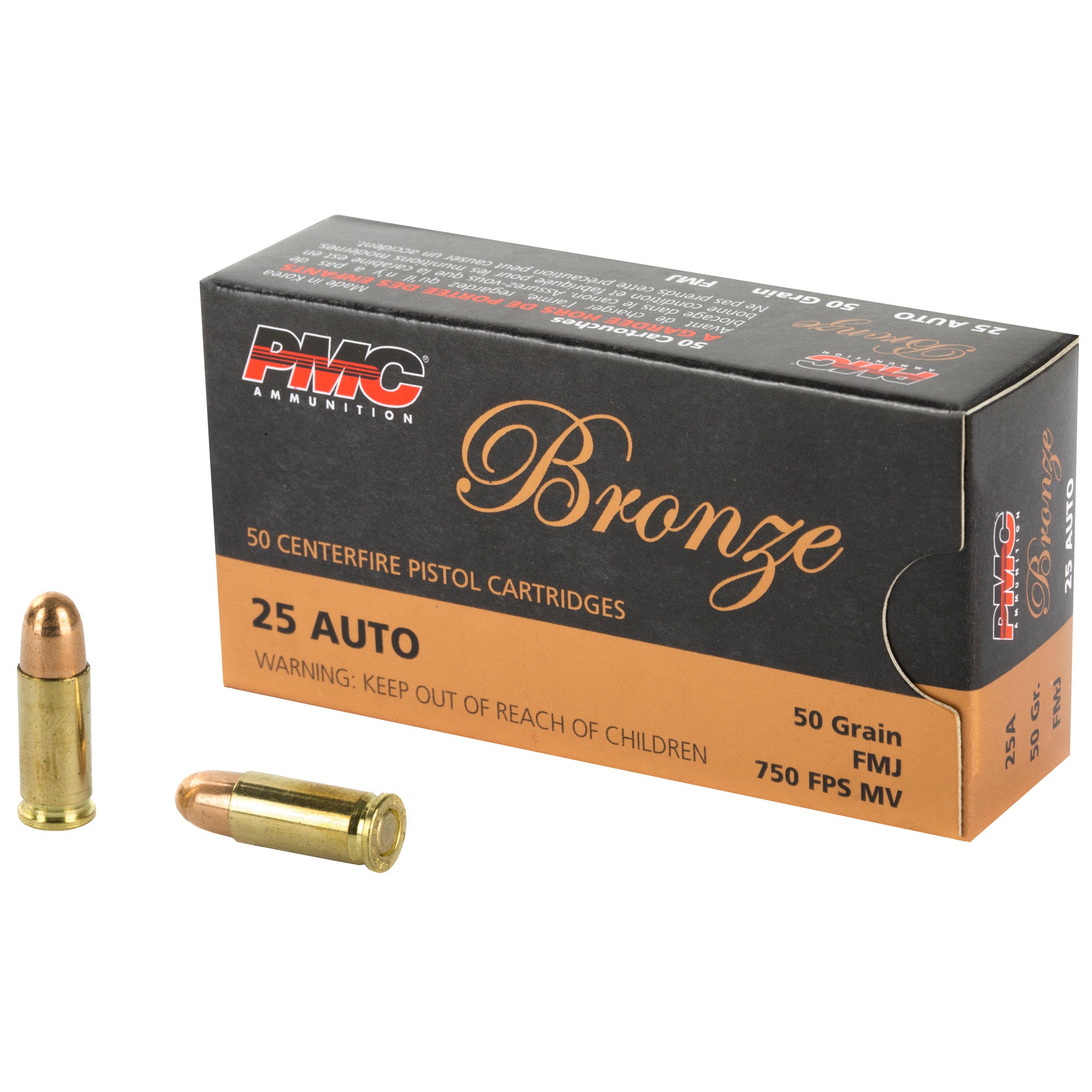 PMC .25 ACP Bronze 50gr FMJ Ammo