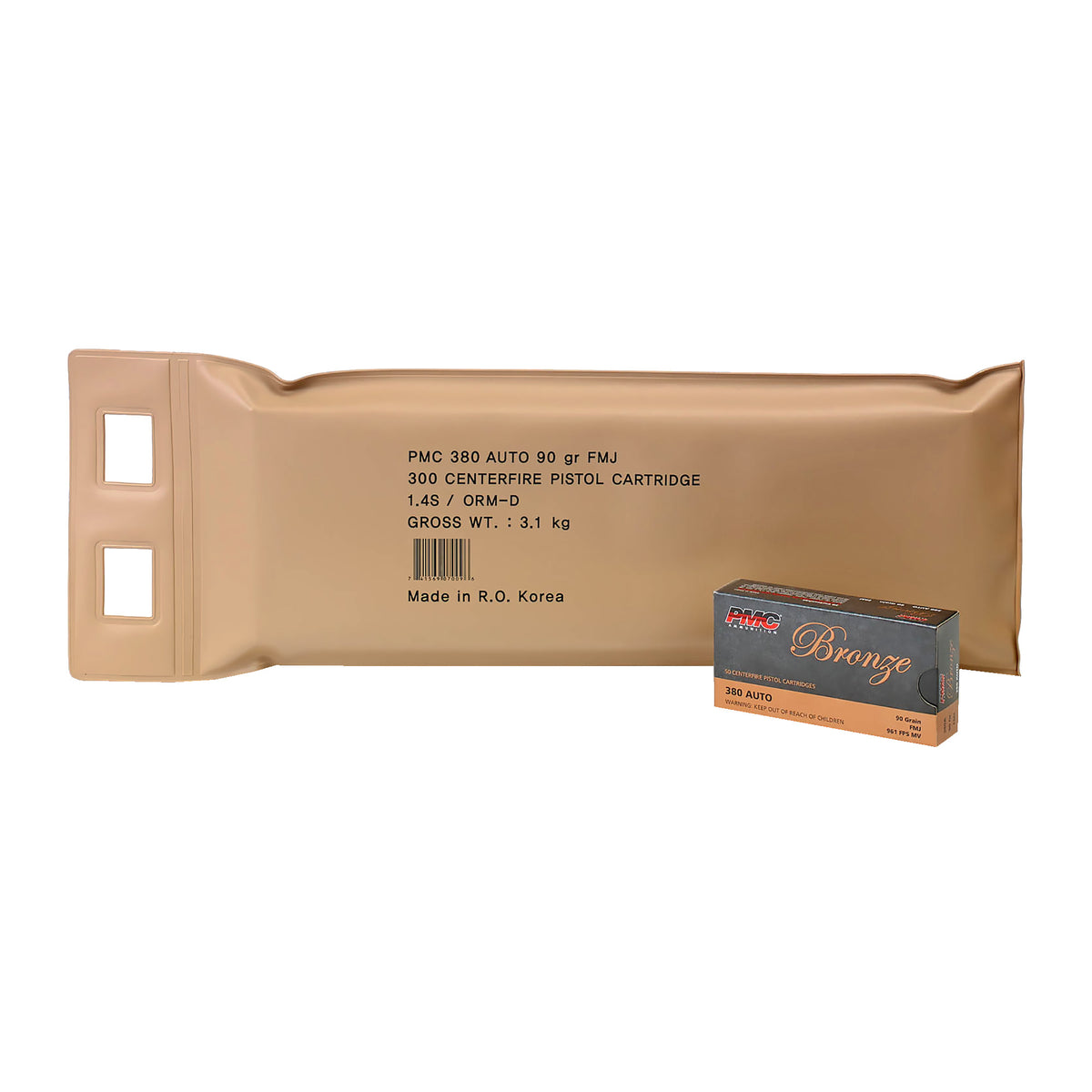 PMC Bronze Pistol Ammo Battle Pack 380 ACP Full Metal Jacket (FMJ) 90 grain