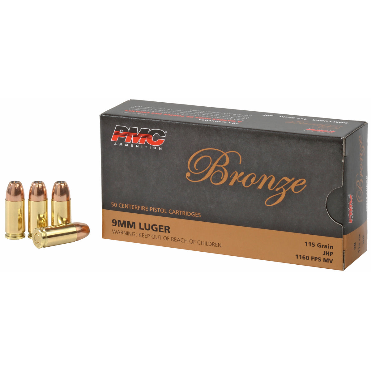 PMC 9mm Luger Bronze 115gr JHP Ammo