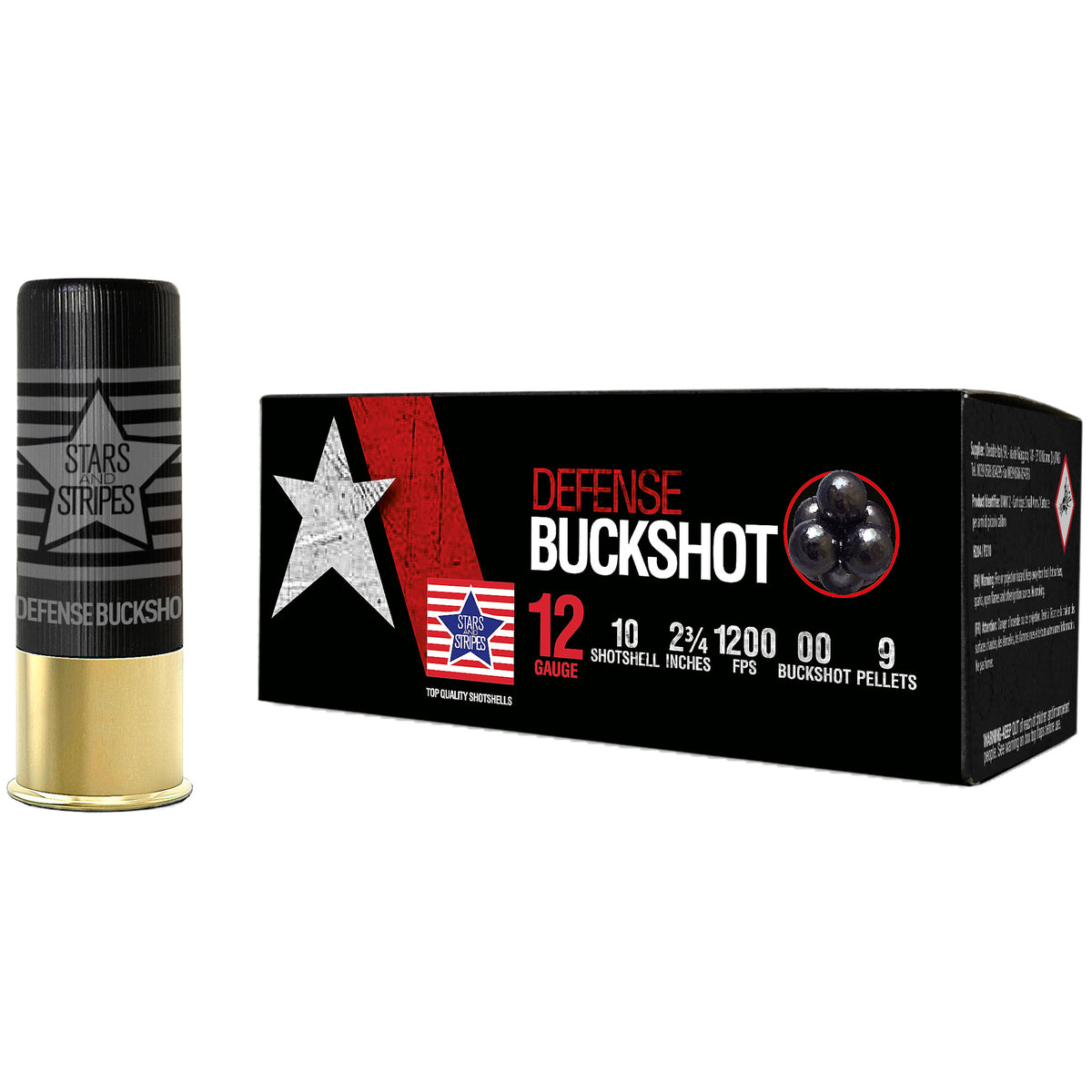 Stars and Stripes Defense 12 Gauge 2 3/4'' 9 Pellet #00 Buckshot