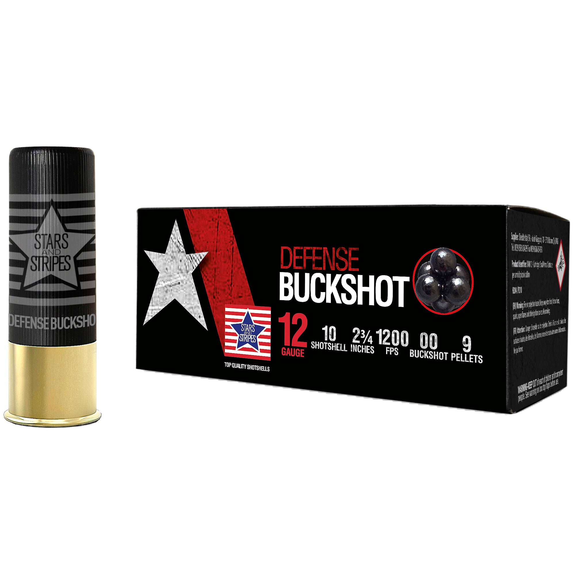Stars and Stripes Defense 12 Gauge 2 3/4'' 9 Pellet #00 Buckshot