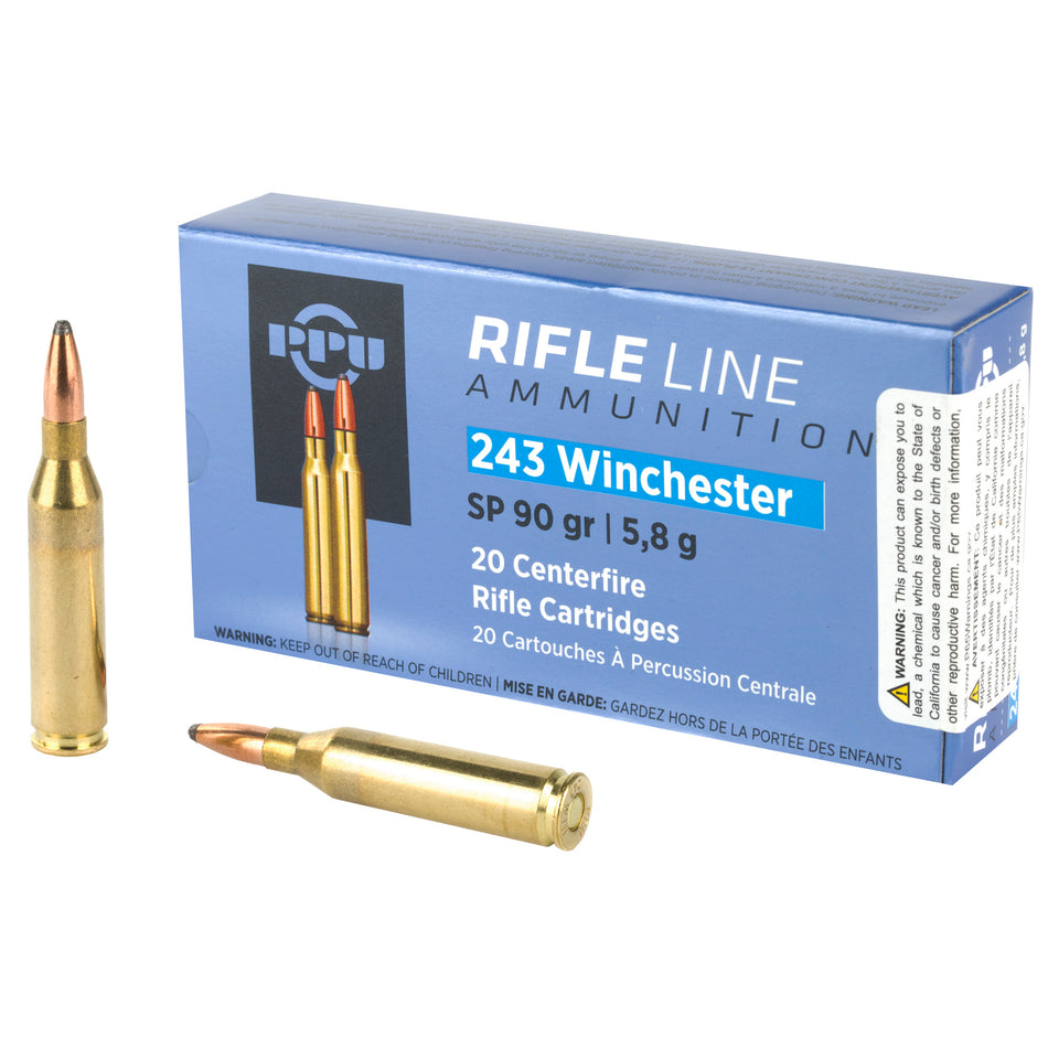 PPU .243 Winchester 90gr SP Ammo