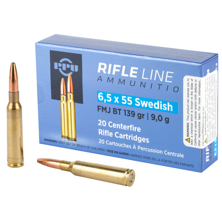 PPU 6.5x55mm Swedish 139gr FMJ BT Ammo