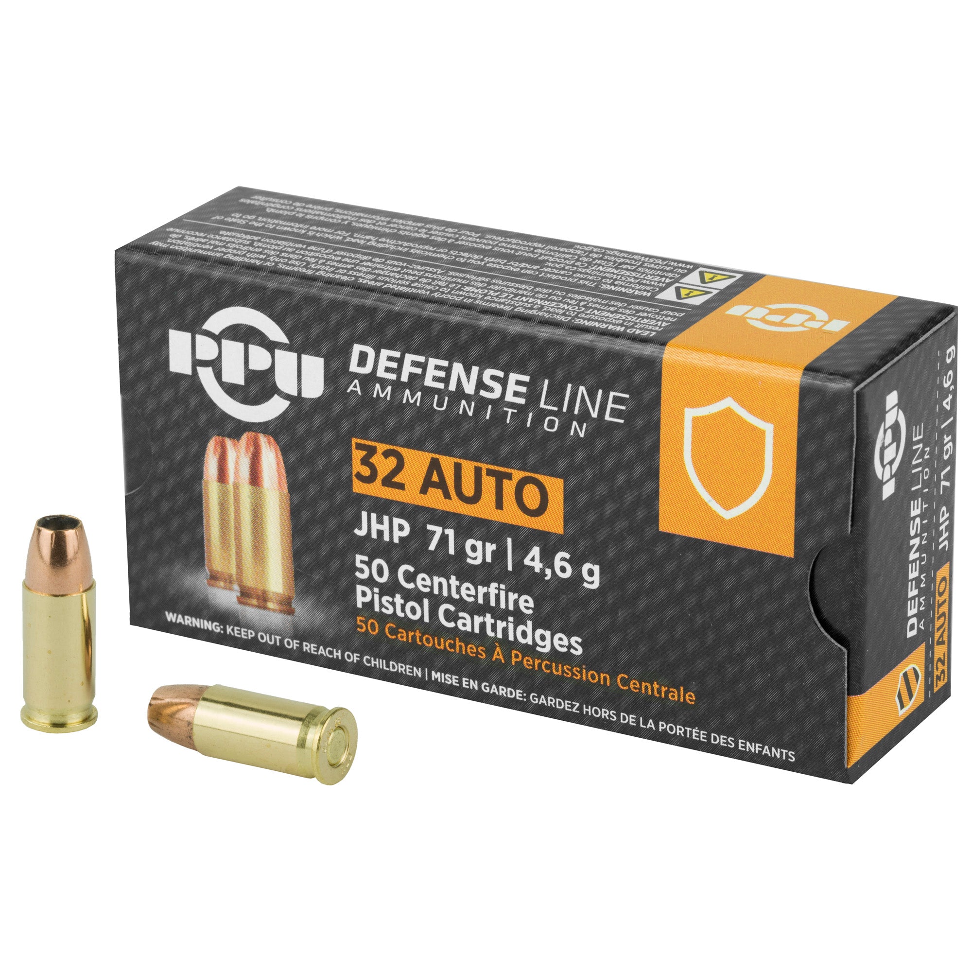 PPU .32 ACP Defense 71gr JHP Ammo