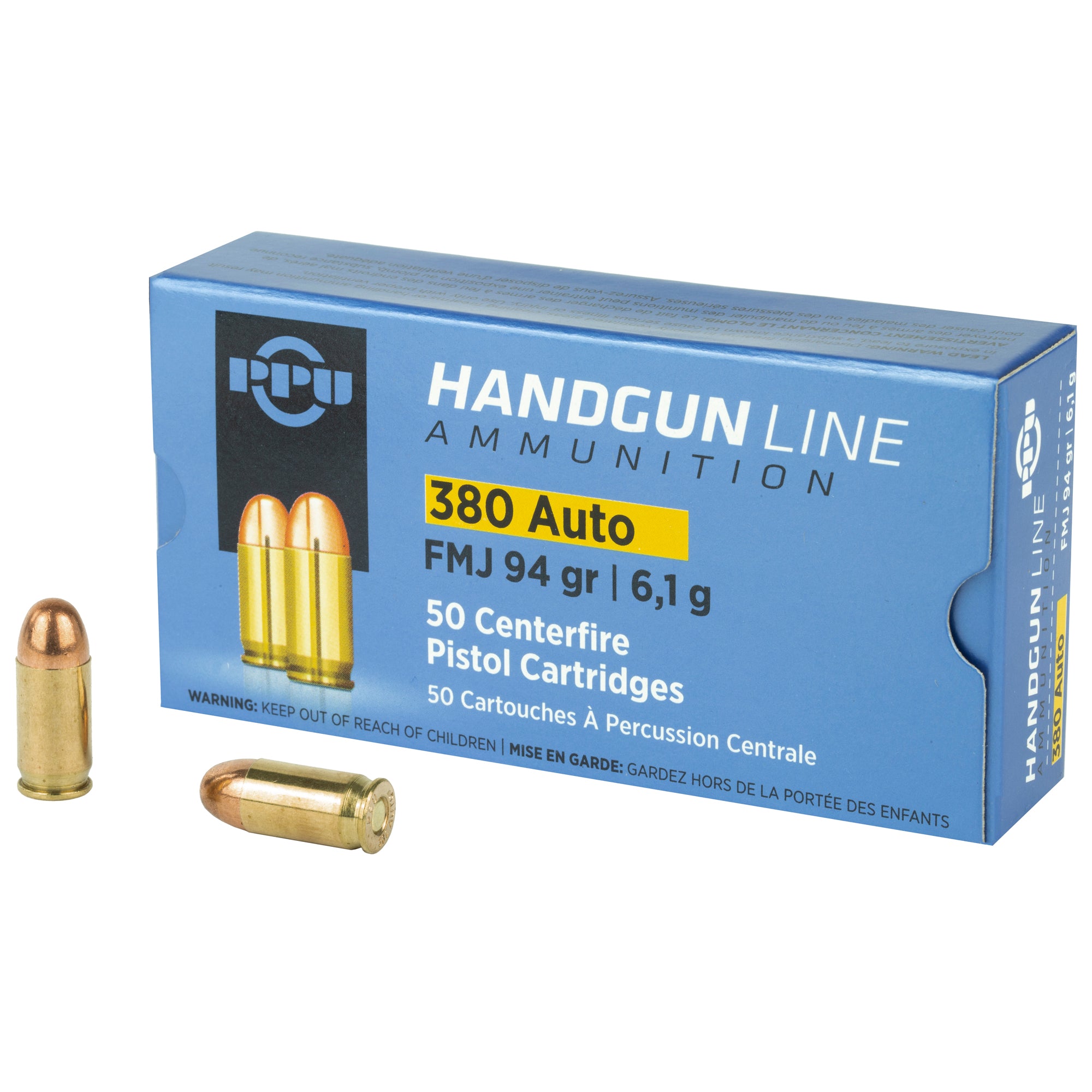 PPU .380 Auto 94gr FMJ Ammo