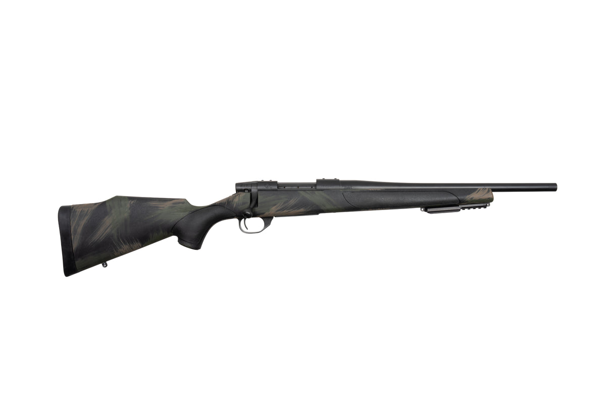 Weatherby VBS223RR18B Vanguard Black Hills 223 Rem 5+1 16" + 2" Matte Blued Heavy Threaded Barrel, Matte Blued Steel Receiver w/Picatinny Rail, Black w/Green & Tan Accents Peak 44 Monte Carlo Polymer