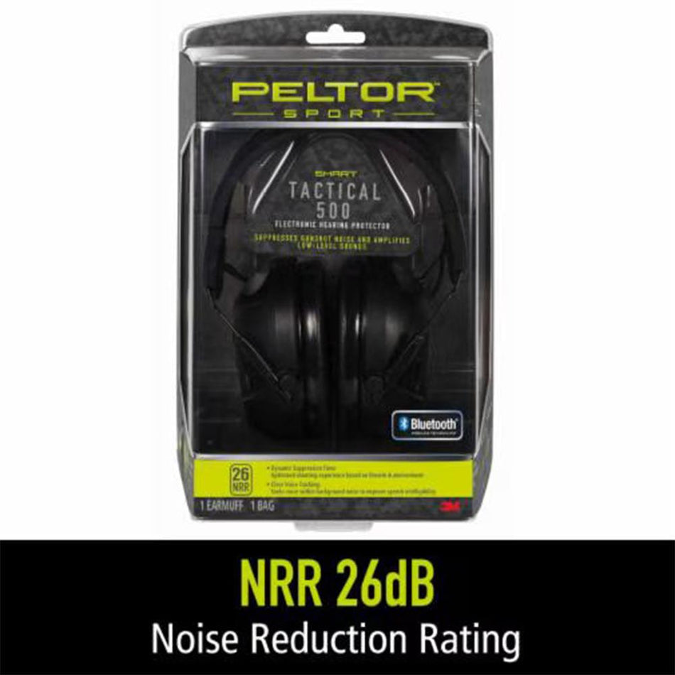3M/Peltor, Sport Tactical, Earmuff, Black, NRR 26