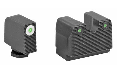 Rival Arms Tritium 3 Dot Front/Rear Green Night Sight, Fits Glock MOS 17/19, White Front Sight Ring, Black Nitride Quench-Polish-Quench (QPQ) Finish RA-RA3B231G