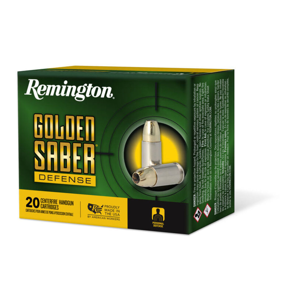 Remington 9mm Luger / Parabellum Golden Saber Defense +P 124gr JHP Ammo