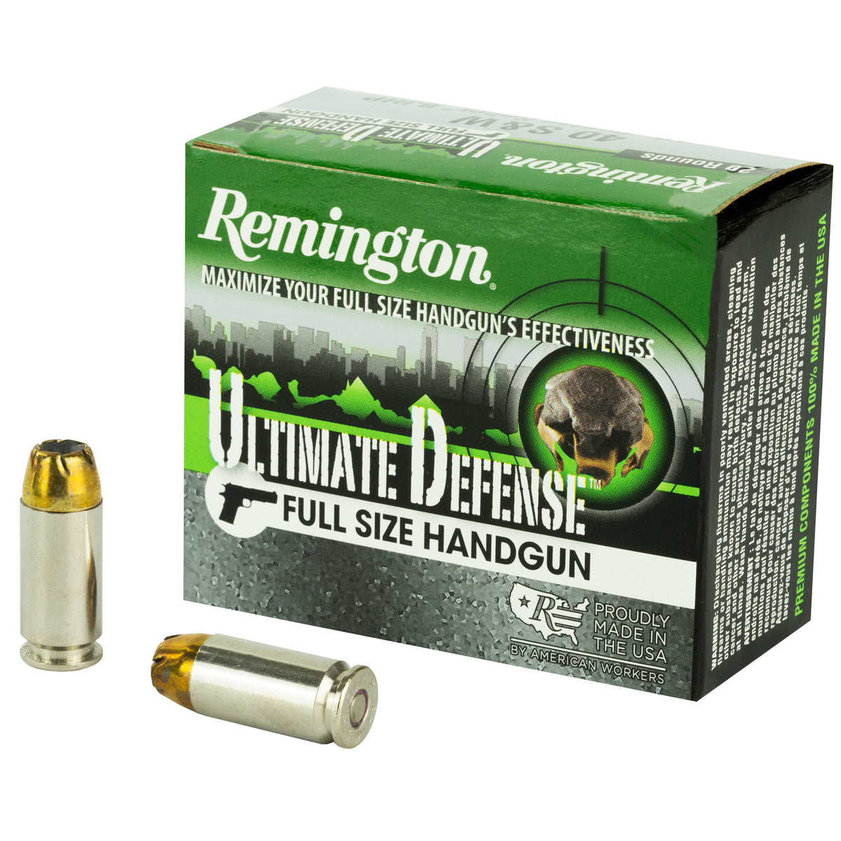 Remington .40 S&W Ultimate Defense 165gr Brass JHP Ammo